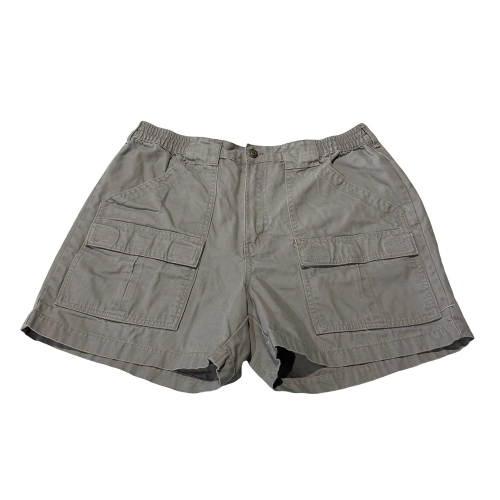 RedHead Brand Co Mens Gray Canvas Cargo Shorts Elastic Waist Size 36 Outdoor
